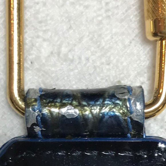 Christian Dior Croc Embossed Keychain / Key Ring - Navy Blue & Iridescent Colors - Picture 8 of 13